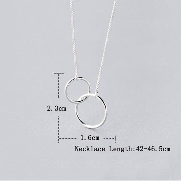 NEW Silver Simple Interlock Circle Necklace - Picture 3 of 4